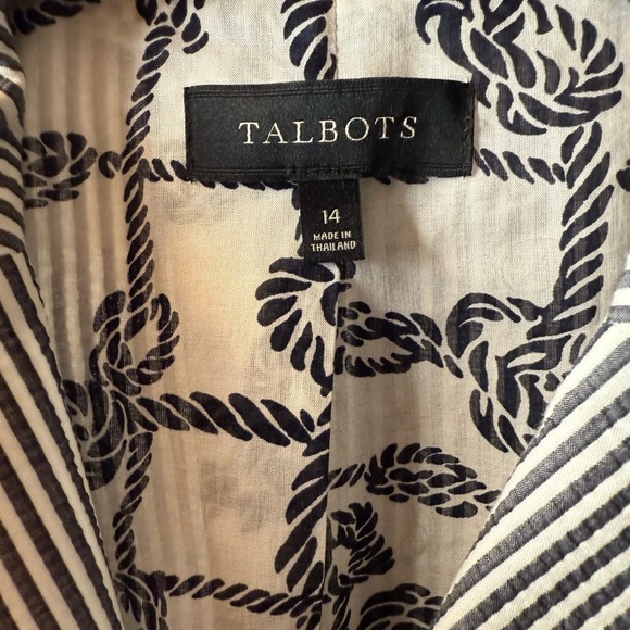 Talbots Women's Seersucker Cotton Blazer Jacket Size 14 Notch Lapel Striped - Picture 7 of 15